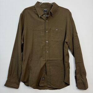 Todd Snyder Mens Olive Brown Cotton Tencel Button Down Shirt Large Portugal L